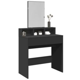 Berkfield Home Dressing Table with Mirror Black 80x41x144.5 cm