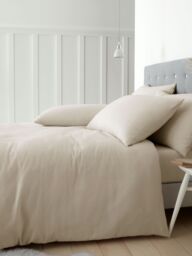 Catherine Lansfield 'Brushed Cotton' Duvet Cover Set in Cream - Size: Double - thumbnail 1