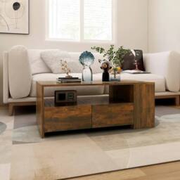 Berkfield Home Decorative Coffee Table Smoked Oak 102x55x42 cm Engineered Wood in Brown - Size: 102 x 55 x 42 cm - thumbnail 5