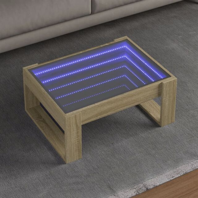 Berkfield Home Coffee Table with Infinity LED Sonoma Oak 70x53x30 cm in Brown - Size: 70 x 53 x 30 cm - image 1