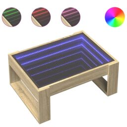 Berkfield Home Coffee Table with Infinity LED Sonoma Oak 70x53x30 cm in Brown - Size: 70 x 53 x 30 cm - thumbnail 2