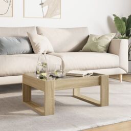 Berkfield Home Coffee Table with Infinity LED Sonoma Oak 70x53x30 cm in Brown - Size: 70 x 53 x 30 cm - thumbnail 4