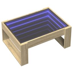 Berkfield Home Coffee Table with Infinity LED Sonoma Oak 70x53x30 cm in Brown - Size: 70 x 53 x 30 cm - thumbnail 3