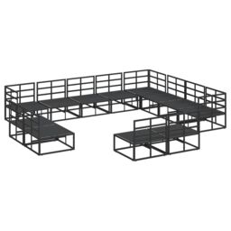 Berkfield Home Garden Sofa Set 12 pcs Black 353 x 283 x 71 cm Aluminium - thumbnail 5