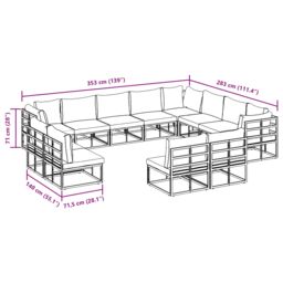 Berkfield Home Garden Sofa Set 12 pcs Black 353 x 283 x 71 cm Aluminium - thumbnail 9