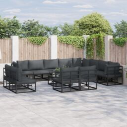 Berkfield Home Garden Sofa Set 12 pcs Black 353 x 283 x 71 cm Aluminium - thumbnail 1
