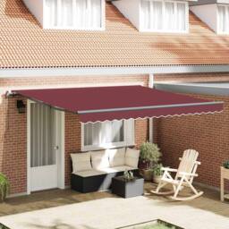 Berkfield Home Manual Retractable Awning Burgundy 400x300 cm - thumbnail 2