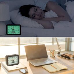 mysmartbuy Set of 2 Glow in the Dark Alarm Clocks with Temperature Reading - Battery Powered Large Easy to Read Analogue Display in Black - thumbnail 5