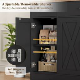 PAWNORA 140cm Sideboard Storage Cabinet black+Antique in Black - thumbnail 3