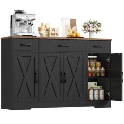PAWNORA 140cm Sideboard Storage Cabinet black+Antique in Black - thumbnail 1