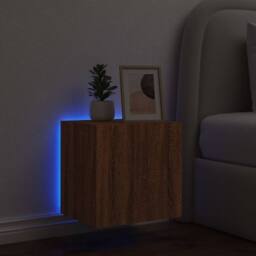Berkfield Home TV Wall Cabinet with LED Lights Brown Oak 40.5x35x40 cm - thumbnail 4