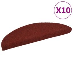 Berkfield Home Self-adhesive Stair Mats 10 pcs Red 56x17x3 cm Needle Punch - Size: Medium - thumbnail 2