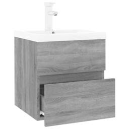 Berkfield Home Sink Cabinet with Built-in Basin Grey Sonoma Engineered Wood - thumbnail 3