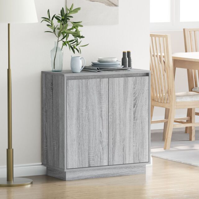 Berkfield Home Sideboard with LED in Grey Sonoma - 71 x 34.5 x 75 cm, Made of Engineered Wood - Size: 71 x 34.5 x 75 cm - image 1
