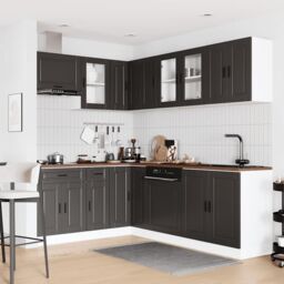 Berkfield Home 11 Piece Kitchen Cabinet Set Porto Black Engineered Wood - thumbnail 3