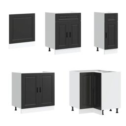 Berkfield Home 11 Piece Kitchen Cabinet Set Porto Black Engineered Wood - thumbnail 4
