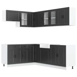 Berkfield Home 11 Piece Kitchen Cabinet Set Porto Black Engineered Wood - thumbnail 2