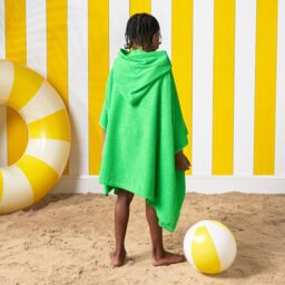 OHS Poncho Towel Absorbent Hood Quick Drying Beach Robe Childrens in Green - thumbnail 2