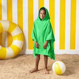 OHS Poncho Towel Absorbent Hood Quick Drying Beach Robe Childrens in Green - thumbnail 3