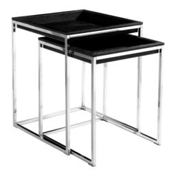 Orsina Pacific Faux Skin Nest Of 2 Tables in Black - thumbnail 2