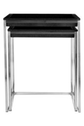 Orsina Pacific Faux Skin Nest Of 2 Tables in Black