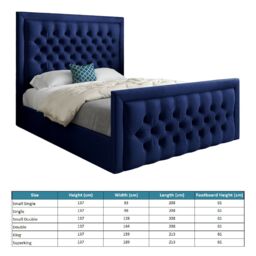 KDMD Rovigo Upholstered Soft Velvet Blue Bed Frame - Size: Single - thumbnail 4