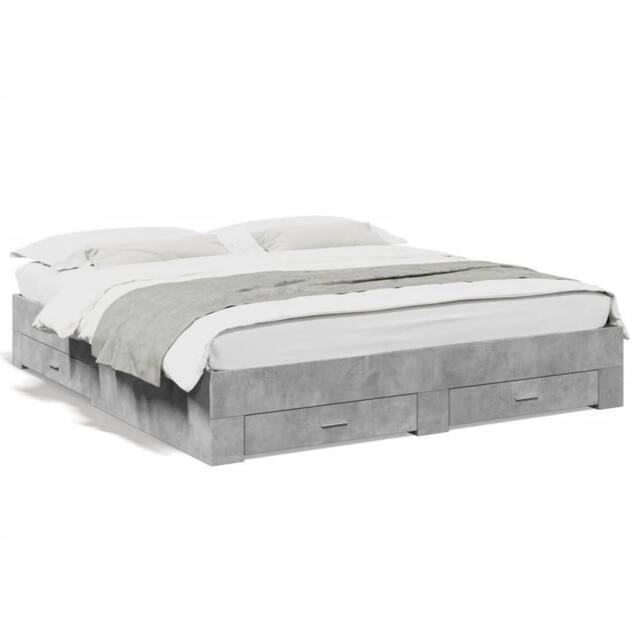 Berkfield Home Bed Frame w/Drawers Frame Concrete Grey 180x200 cm Super King - image 1