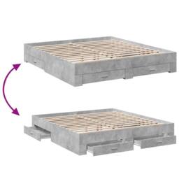 Berkfield Home Bed Frame w/Drawers Frame Concrete Grey 180x200 cm Super King - thumbnail 7