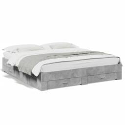 Berkfield Home Bed Frame w/Drawers Frame Concrete Grey 180x200 cm Super King - thumbnail 1