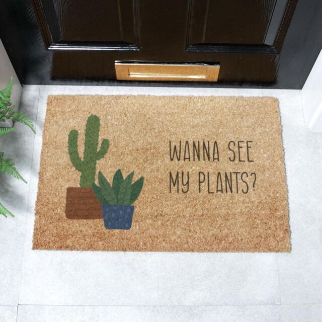 Artsy Mats Wanna See My Plants Doormat (60 x 40cm) in Brown - Size: 40 cm x 60 cm - image 1