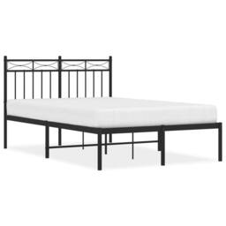 Berkfield Home Metal Bed Frame with Headboard Black 120x200 cm - Size: Small Double - thumbnail 1