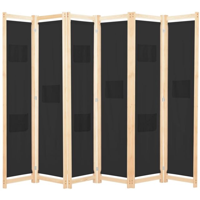 Berkfield Home 6-Panel Room Divider Black 240x170x4 cm Fabric - Size: 240 x 170 x 4 cm - image 1