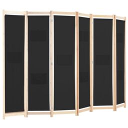 Berkfield Home 6-Panel Room Divider Black 240x170x4 cm Fabric - Size: 240 x 170 x 4 cm - thumbnail 3