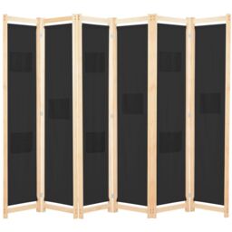 Berkfield Home 6-Panel Room Divider Black 240x170x4 cm Fabric - Size: 240 x 170 x 4 cm - thumbnail 1