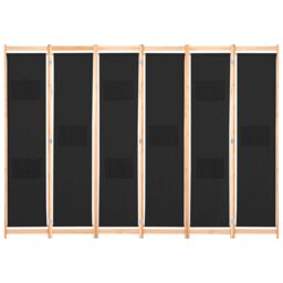 Berkfield Home 6-Panel Room Divider Black 240x170x4 cm Fabric - Size: 240 x 170 x 4 cm - thumbnail 2