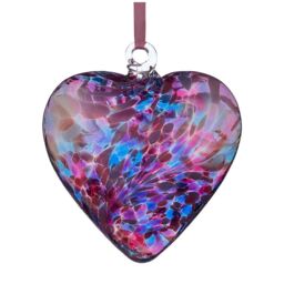 Sienna Glass 12cm Friendship Heart Blue & Pink