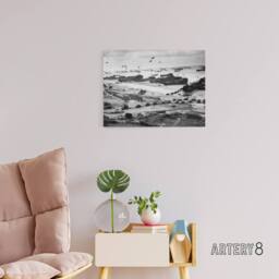"Artery8 WWII War US Landing Ships Omaha Beach D Day Canvas Wall Art Print in Grey - Size: W18"" x H24""" - thumbnail 3