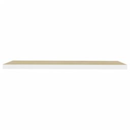 Berkfield Home Floating Wall Shelf Oak & White 90x23.5x3.8 cm MDF in Brown - thumbnail 4