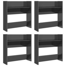 Berkfield Home Wall Shoe Cabinets 4 pcs High Gloss Grey 60x18x60 cm Engineered Wood - Size: 60 x 18 x 60 cm - thumbnail 3