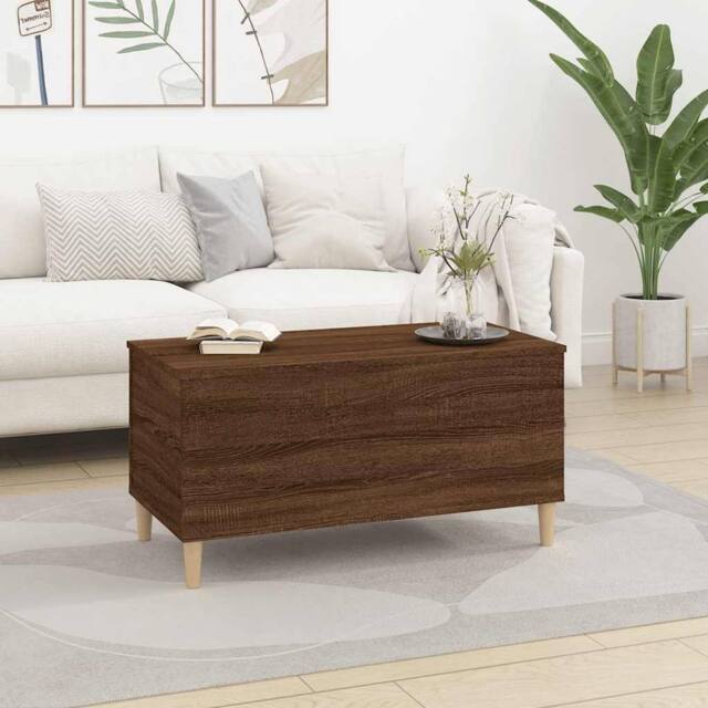 Berkfield Home Decorative Coffee Table Brown Oak 90x44.5x45 cm Engineered Wood - image 1
