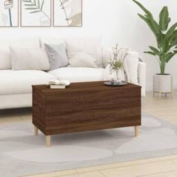 Berkfield Home Decorative Coffee Table Brown Oak 90x44.5x45 cm Engineered Wood - thumbnail 1