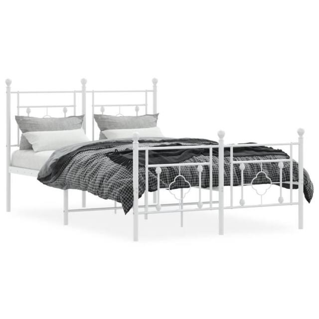 Berkfield Home Metal Bed Frame without Mattress with Footboard White 120x190cm - Size: 120x190 cm - image 1