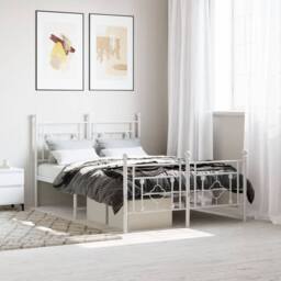Berkfield Home Metal Bed Frame without Mattress with Footboard White 120x190cm - Size: 120x190 cm - thumbnail 2