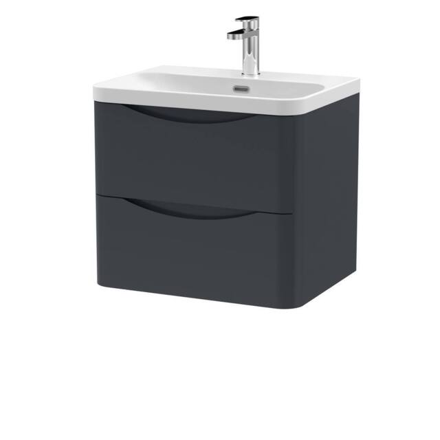 Balterley Arch Wall Hung 2-Drawer Bathroom Vanity, Ceramic Basin, Grey, 600mm in Grey - image 1