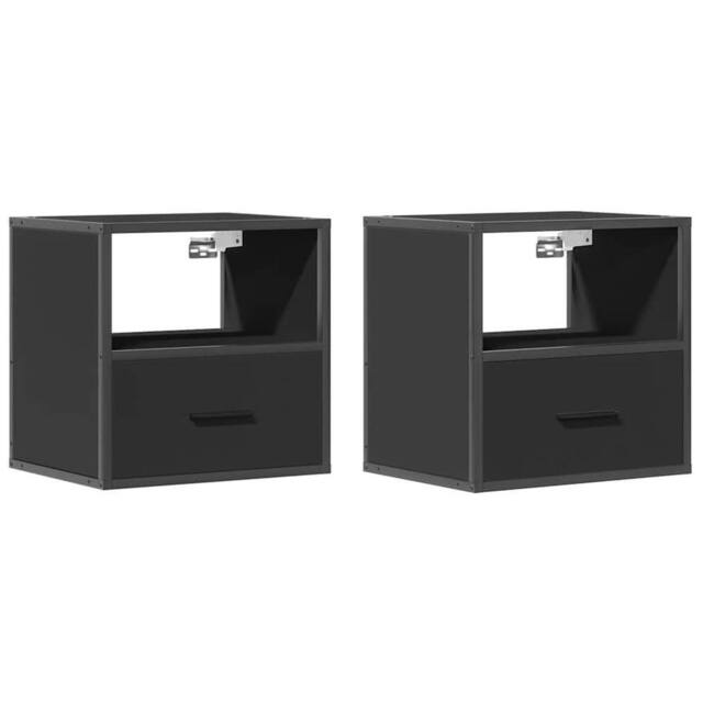 Berkfield Home Wall-mounted Bedside Cabinets 2 pcs Black 40x31x39.5 cm - image 1