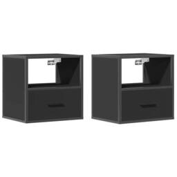 Berkfield Home Wall-mounted Bedside Cabinets 2 pcs Black 40x31x39.5 cm - thumbnail 1