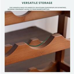 SPETLEK 12 Bottles Wooden Wine Bottle Storage Racks Display Wine Shelves Tool in Brown - thumbnail 5