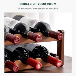 SPETLEK 12 Bottles Wooden Wine Bottle Storage Racks Display Wine Shelves Tool in Brown - thumbnail 4