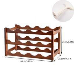 SPETLEK 12 Bottles Wooden Wine Bottle Storage Racks Display Wine Shelves Tool in Brown - thumbnail 2