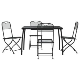 Berkfield Home 5 Piece Garden Dining Set Anthracite Metal Mesh in Black - thumbnail 2